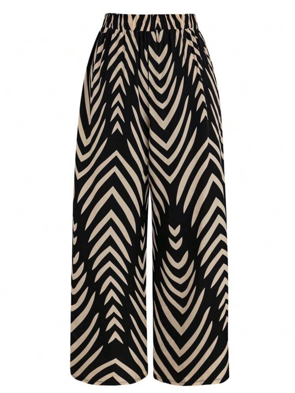 Wide-Leg Zebra Print Pants in Black and Cream - Picture 2 of 4